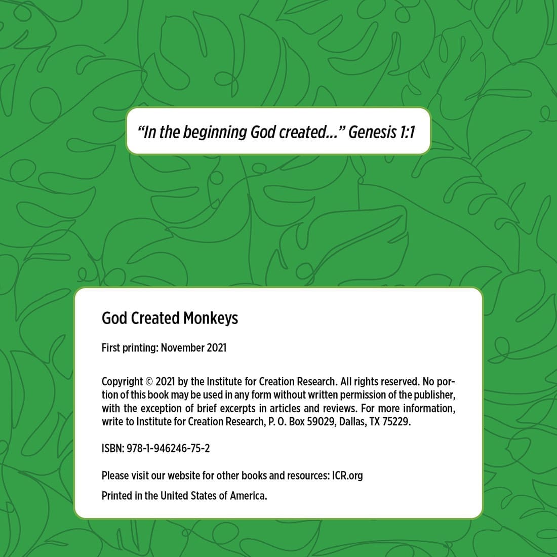God Created Monkeys Book | ICR - Children's Books - Image 3